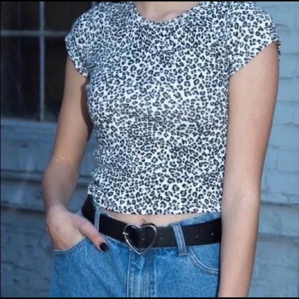 Brandy Melville Blue Leopard Print Crop Top